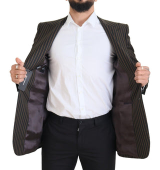 Dark Gray Stripes Single Breasted Blazer