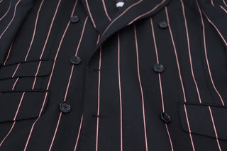 Blazer negro con rayas de viscosa y cierre de doble botonadura