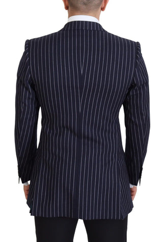 Blazer azul oscuro de lana con rayas y cierre de un solo botón