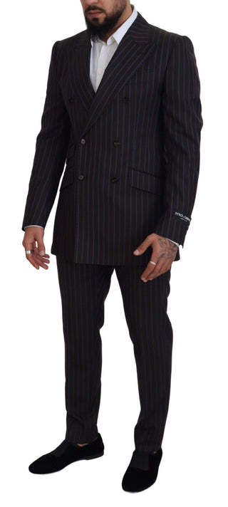 Traje formal negro de lana con rayas de dos piezas