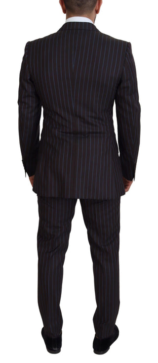 Traje formal negro de lana con rayas de dos piezas