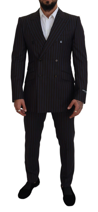 Traje formal negro de lana con rayas de dos piezas