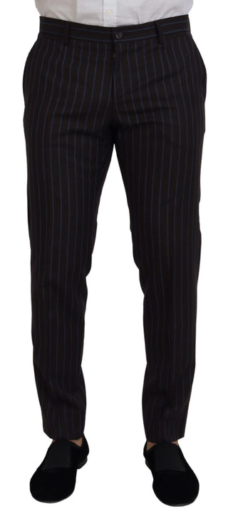 Traje formal negro de lana con rayas de dos piezas