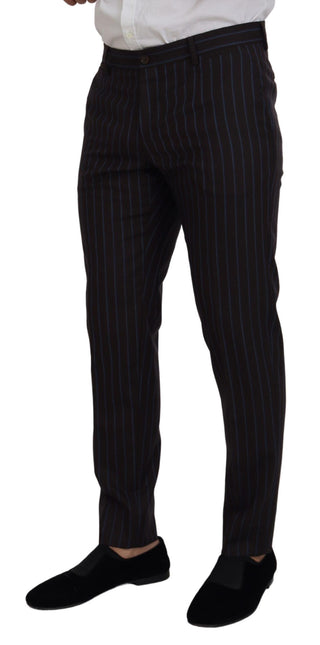 Traje formal negro de lana con rayas de dos piezas