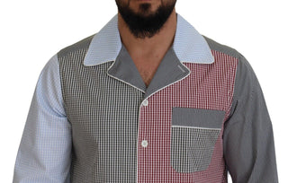 Mehrfarbiges Patchwork-Baumwollhemd mit langen Ärmeln