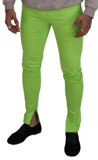 Hellgrüne Baumwoll-Skinny-Herrenhose