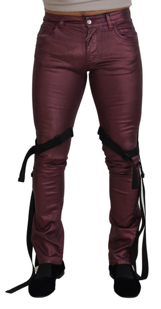 Magenta Baumwolle Herren Freizeit-Träger-Jeans