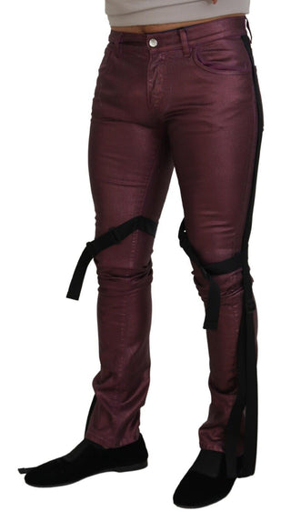 Magenta Baumwolle Herren Freizeit-Träger-Jeans