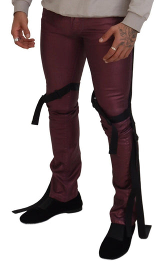 Magenta Baumwolle Herren Freizeit-Träger-Jeans