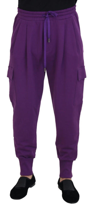 Pantalones deportivos cargo morados de algodón para hombre