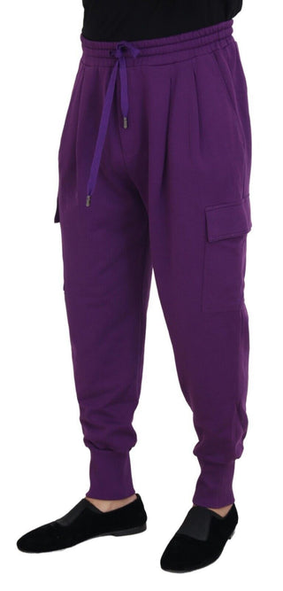 Pantalones deportivos cargo morados de algodón para hombre