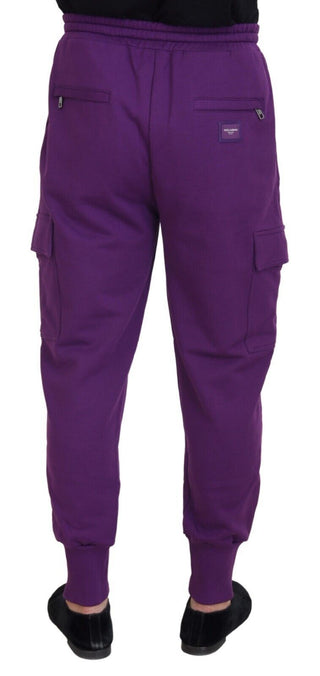 Pantalones deportivos cargo morados de algodón para hombre