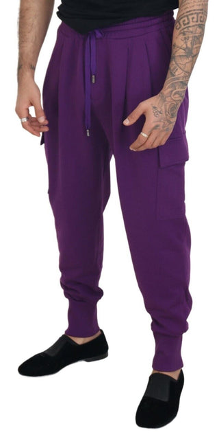 Pantalones deportivos cargo morados de algodón para hombre