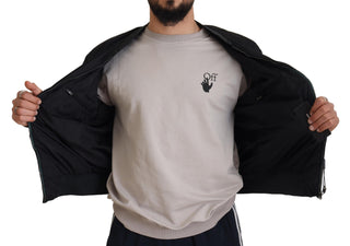 Schwarze Nylon Bomberjacke mit Logo und Reißverschluss