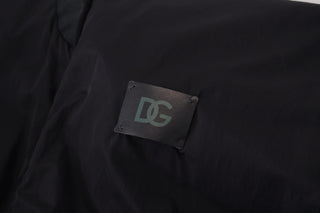 Schwarze Nylon Bomberjacke mit Logo und Reißverschluss