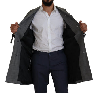 Gray Wool Plaid Long Trench Coat Jacket Trench Coat Jacket