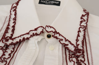 White Lace Long Sleeves Ruffle Collar Top