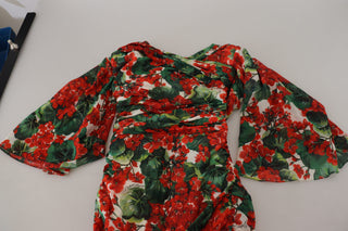 Vestido midi de seda multicolor geranio ajustado