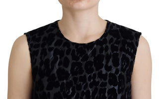 Schwarzes Mini-Kleid aus Polyester mit Leopardenmuster