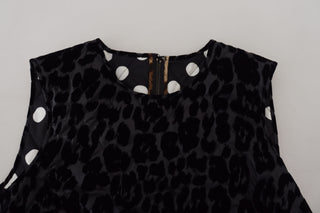 Schwarzes Mini-Kleid aus Polyester mit Leopardenmuster