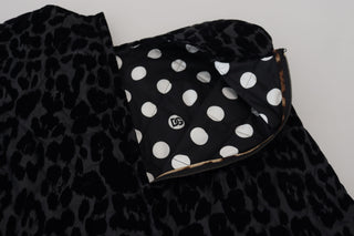 Schwarzes Mini-Kleid aus Polyester mit Leopardenmuster