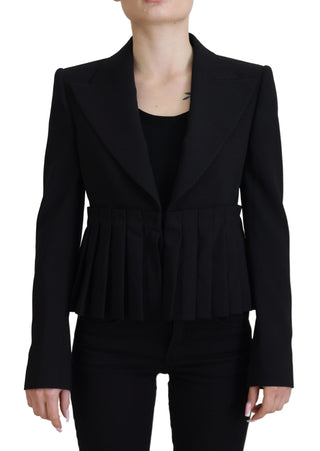 Chaqueta blazer negra de lana entallada con un solo botón