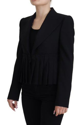 Chaqueta blazer negra de lana entallada con un solo botón