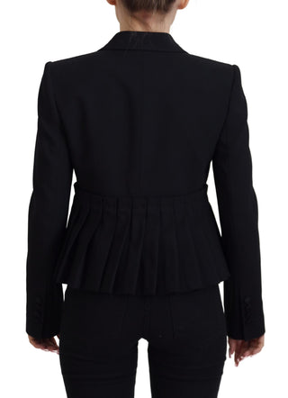 Chaqueta blazer negra de lana entallada con un solo botón