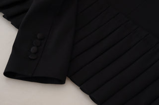 Chaqueta blazer negra de lana entallada con un solo botón