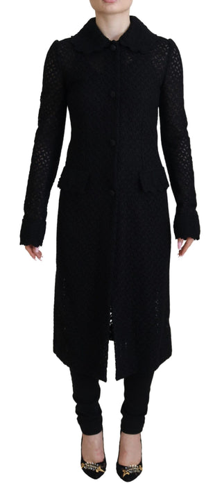 Chaqueta blazer negra larga con botones y algodón