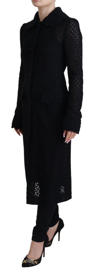 Chaqueta blazer negra larga con botones y algodón