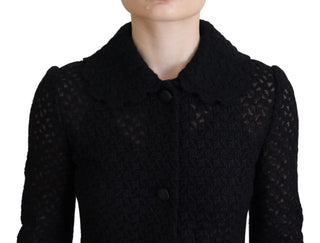 Chaqueta blazer negra larga con botones y algodón