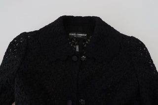 Chaqueta blazer negra larga con botones y algodón