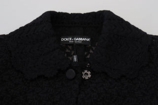 Chaqueta blazer negra larga con botones y algodón