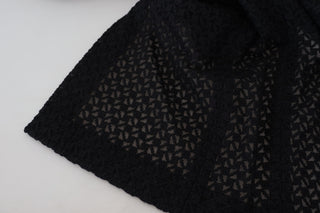 Chaqueta blazer negra larga con botones y algodón