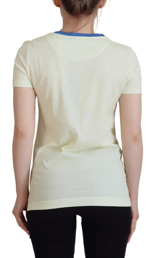 Gelbes Havanity Rundhals-T-Shirt aus Baumwolle