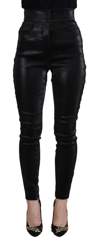 Jeans ajustados negros de mezclilla de algodón lavado