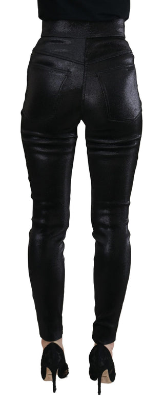 Jeans ajustados negros de mezclilla de algodón lavado