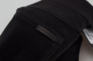 Jeans ajustados negros de mezclilla de algodón lavado