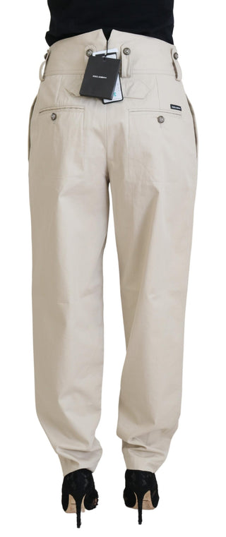 Beige Baumwoll-Cargohose für Damen