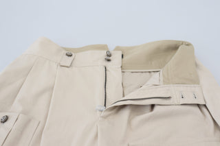 Beige Baumwoll-Cargohose für Damen