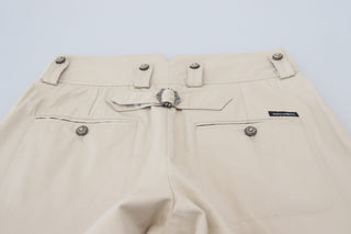 Beige Baumwoll-Cargohose für Damen