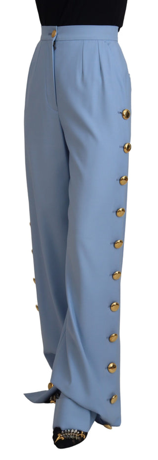 Hellblaue Hose mit weitem Bein und Knopfleiste