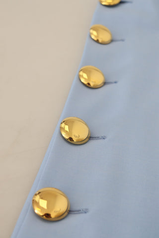 Hellblaue Hose mit weitem Bein und Knopfleiste