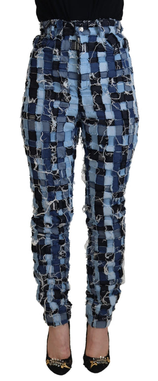 Mehrfarbige Patchwork-Jeans aus Baumwoll-Denim