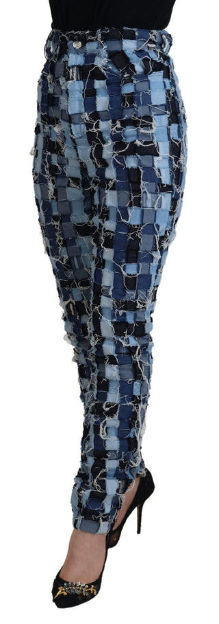 Mehrfarbige Patchwork-Jeans aus Baumwoll-Denim