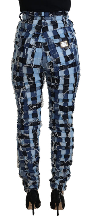 Mehrfarbige Patchwork-Jeans aus Baumwoll-Denim