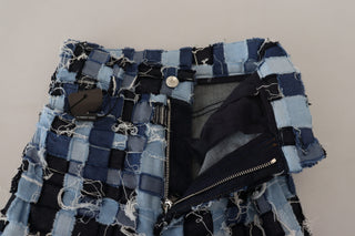 Mehrfarbige Patchwork-Jeans aus Baumwoll-Denim