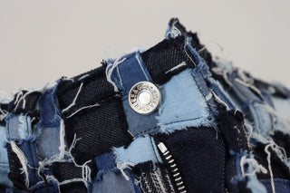 Mehrfarbige Patchwork-Jeans aus Baumwoll-Denim