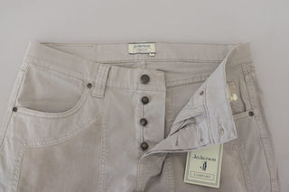 Gray Cotton Tapered Men Casual Pants